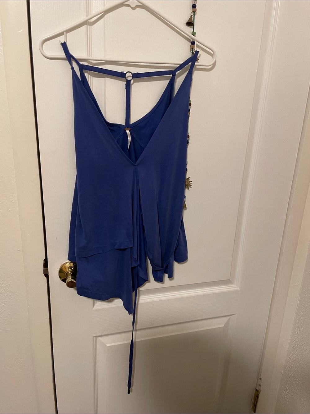 Free People Blue Women’s Sleeveless V-Neck Draped Tank Top